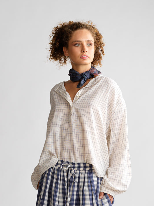 Top Suzanne Soft Navy Checks