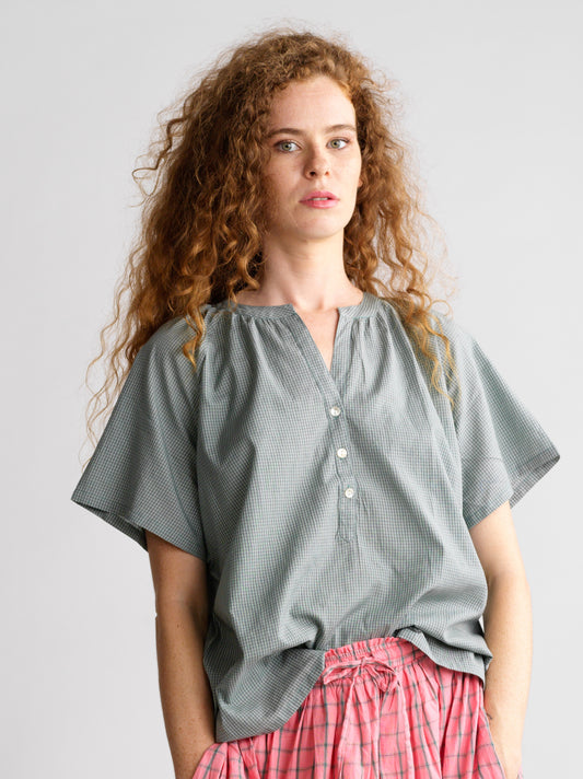 Top Luce Green Grey Vichy