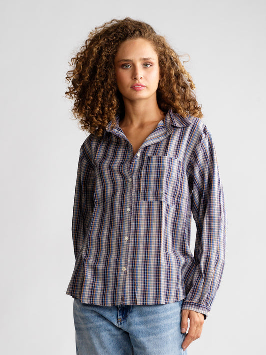 Top Rose Blue plaid