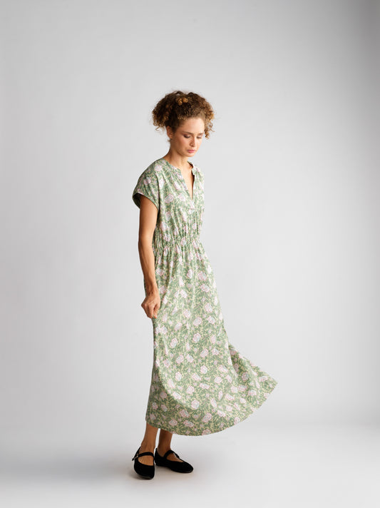 Robe Marie Green Flowers