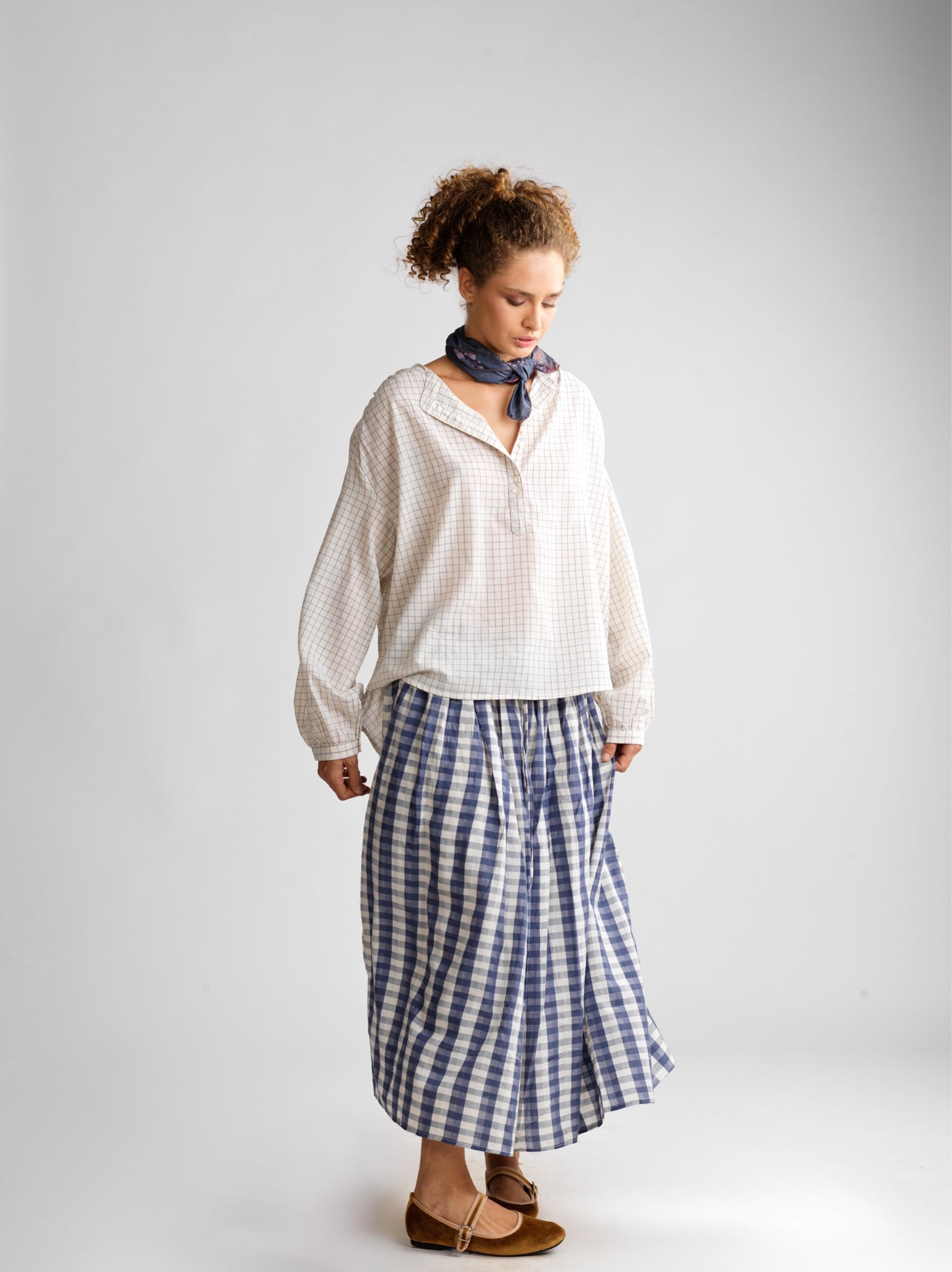 Top Suzanne Soft Navy Checks