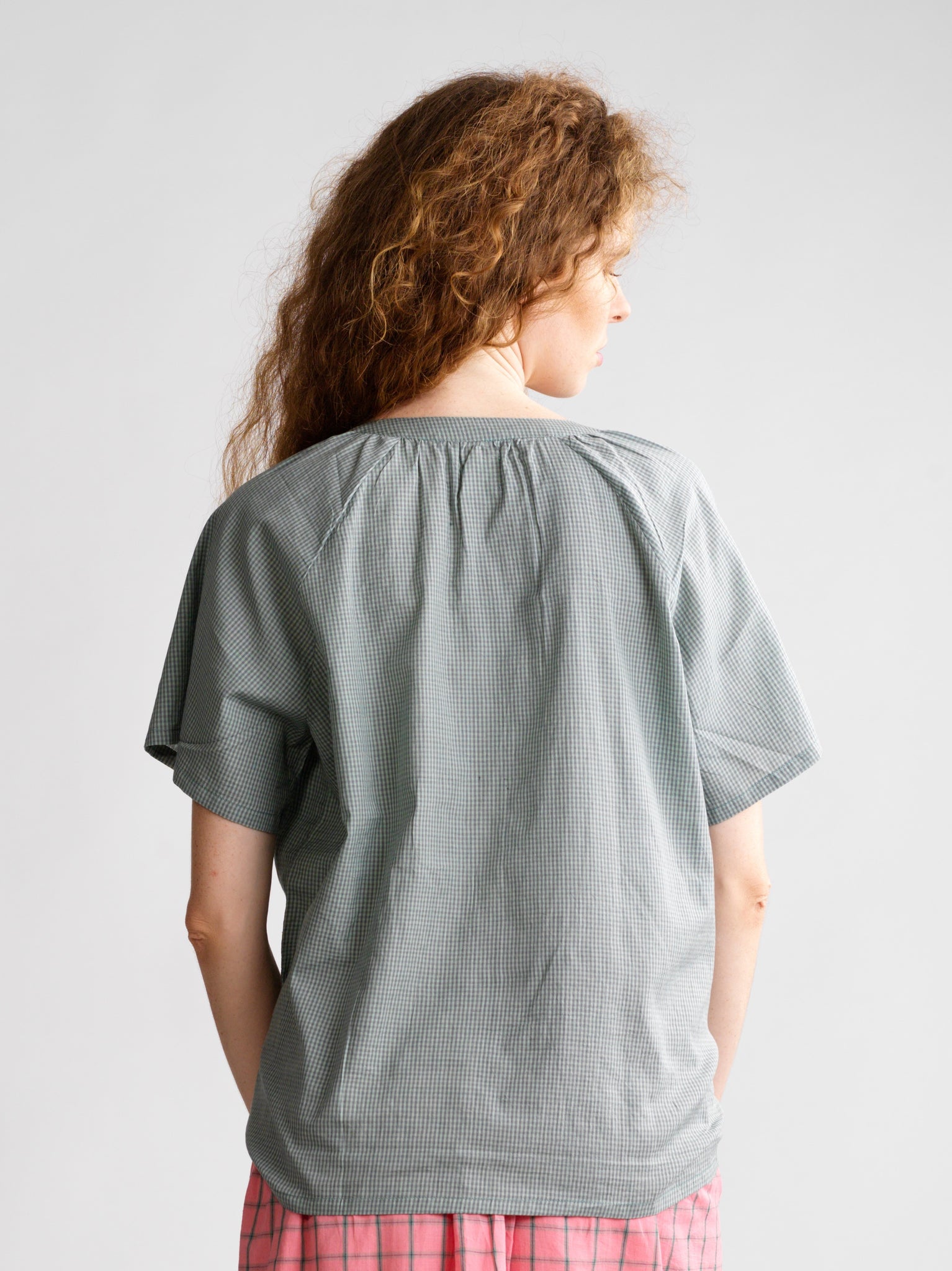 Top Luce Green Grey Vichy