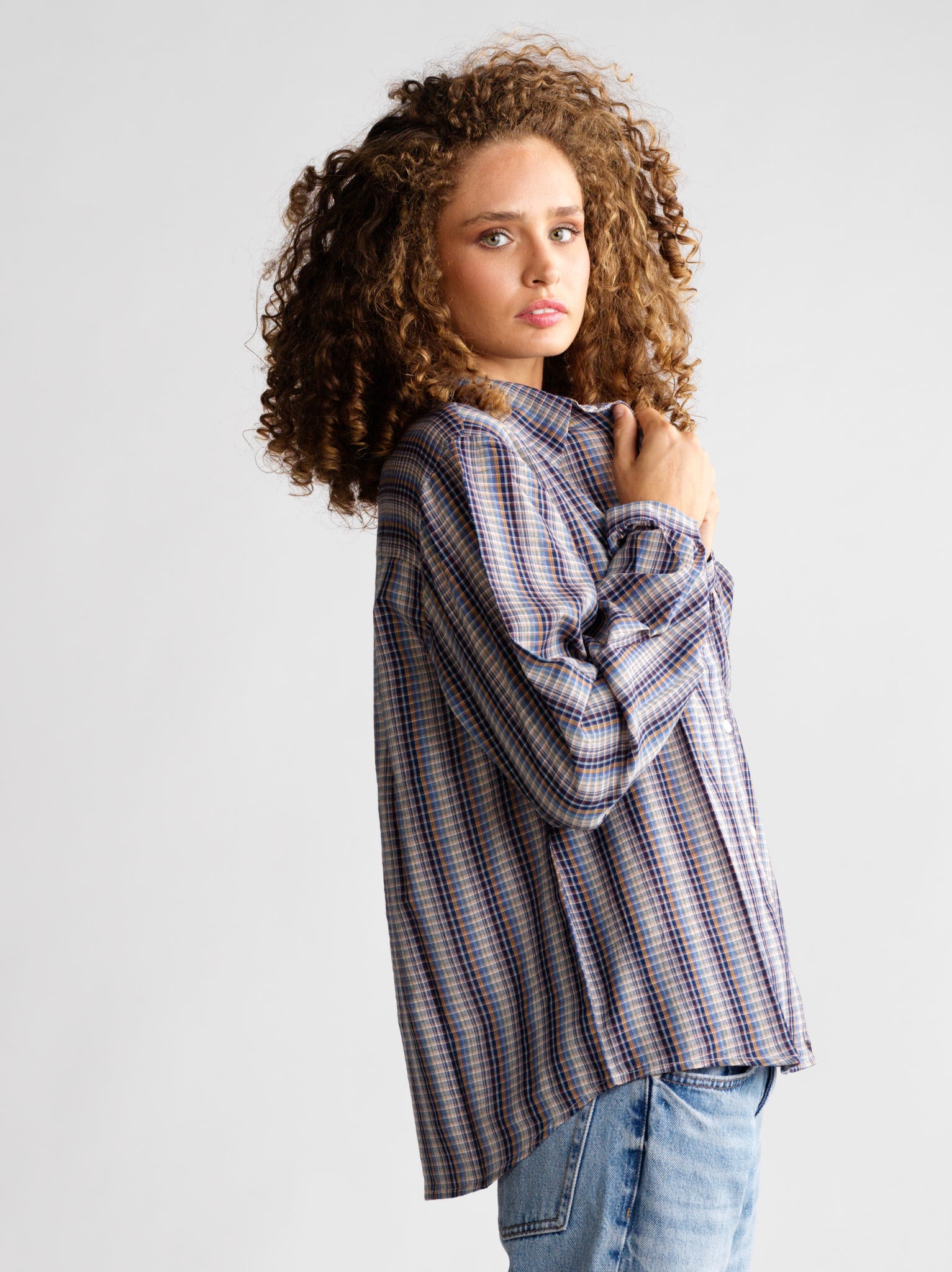 Top Rose Blue plaid