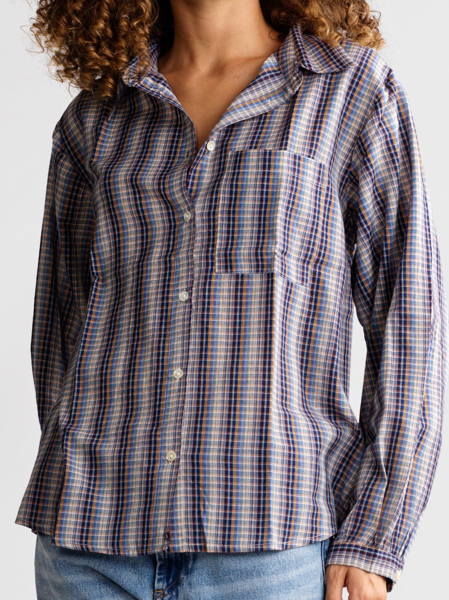 Top Rose Blue plaid