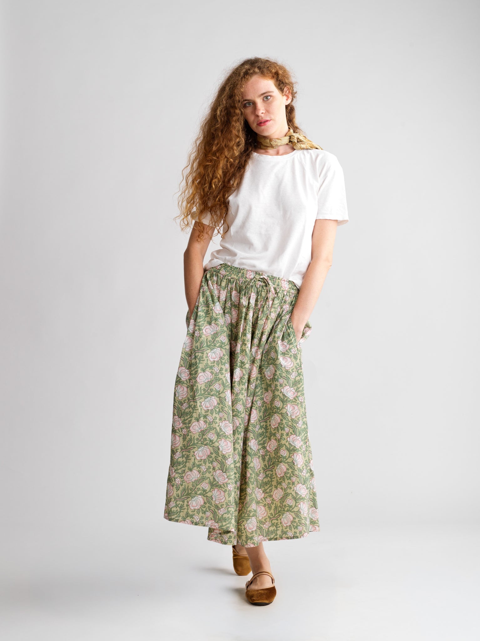 Jupe Simone Green Flowers